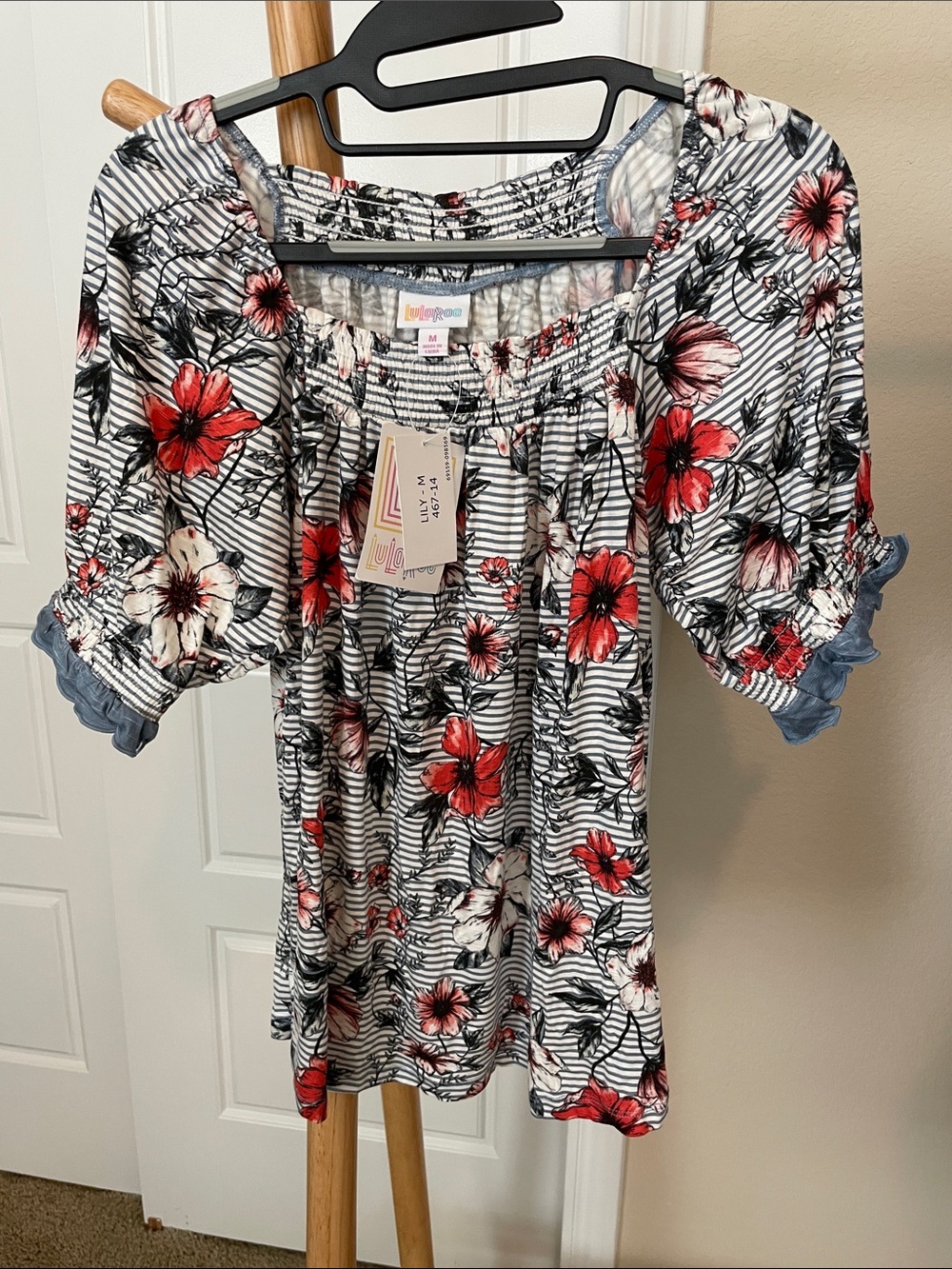 Floral Boho Top with Embellished Sleeves
